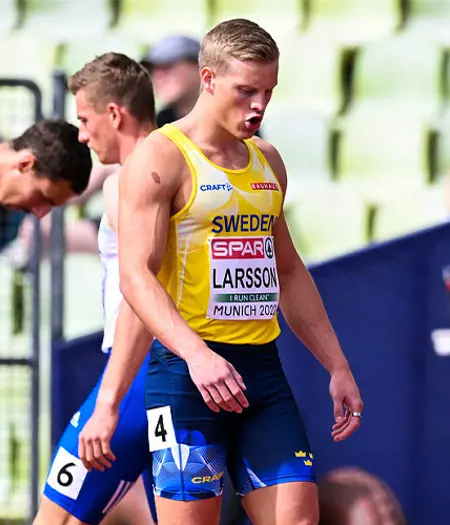 Henrik Larsson of, Sweden. , . ahead of men's 100 meter semifinal during  day 2 of the 2023 World Athletics Championships on August 20, 2023 in  Budapest. Photo: Vegard Grøtt/BILDBYRÅN/kod VG/JM0517 bbeng